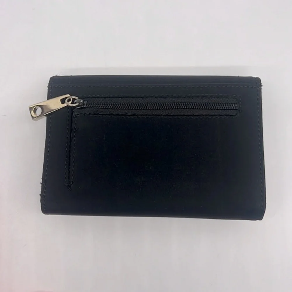 Nine West Nylon Fabric Medium Trifold Wallet Black with Gold Toned Hardware